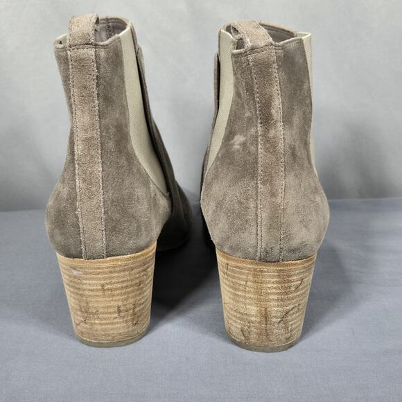 Vince Ankle Boots Womens 11 Gray Suede Block Heel Chelsea Minimal Almond Italy - Picture 8 of 10